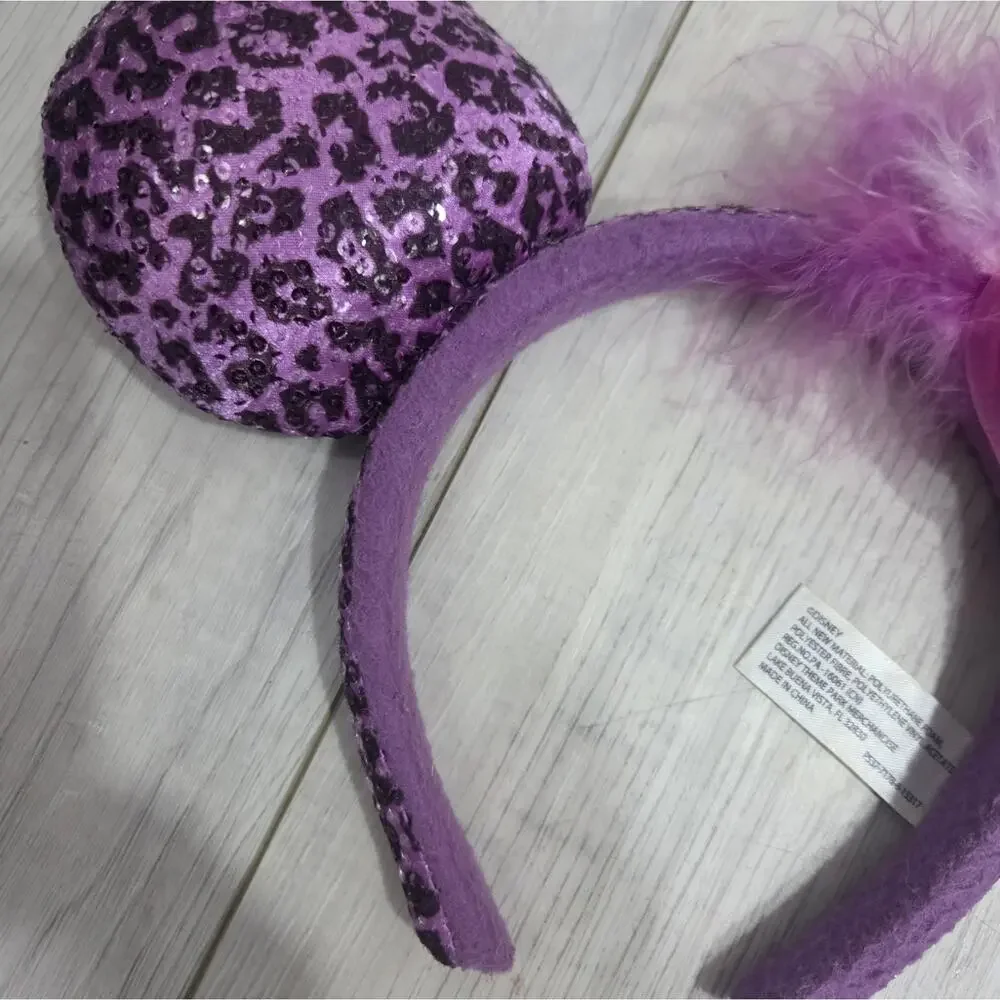 Disney Purple Mickey Ears with Pink Flower